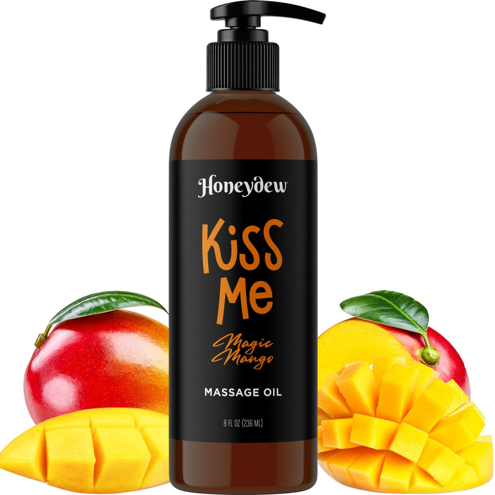 Couple using mango scented massage oil together
