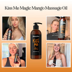 Two people applying mango massage oil on skin