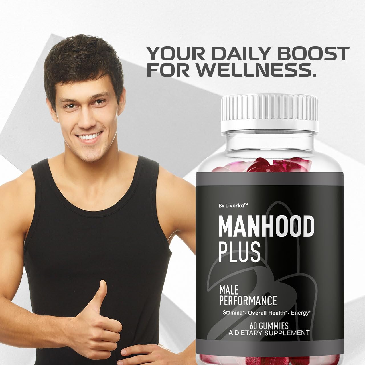 Manhood Plus supplement gummies bottle