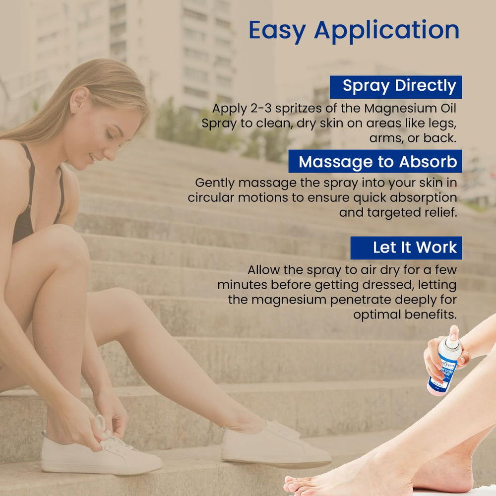 Close-up of magnesium oil being applied to the skin