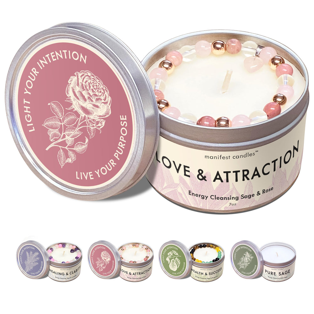 7oz Manifest Candles Love Candle with Sage and Rose fragrance