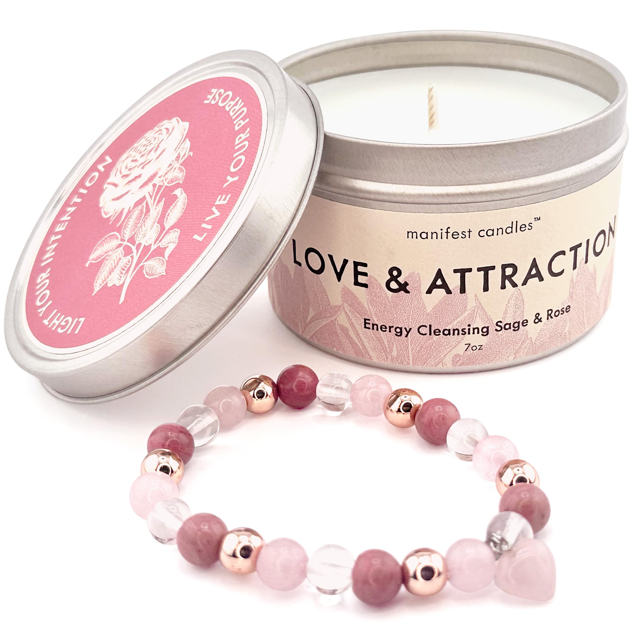 Gift-ready Manifest Candles Love Candle with bracelet