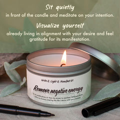 White Sage Candle in elegant glass jar for meditation and mindfulness