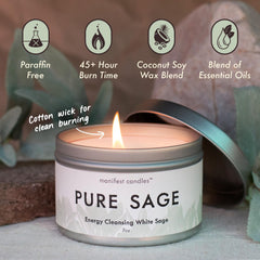 Manifest Candles 7oz white sage candle for spiritual cleansing