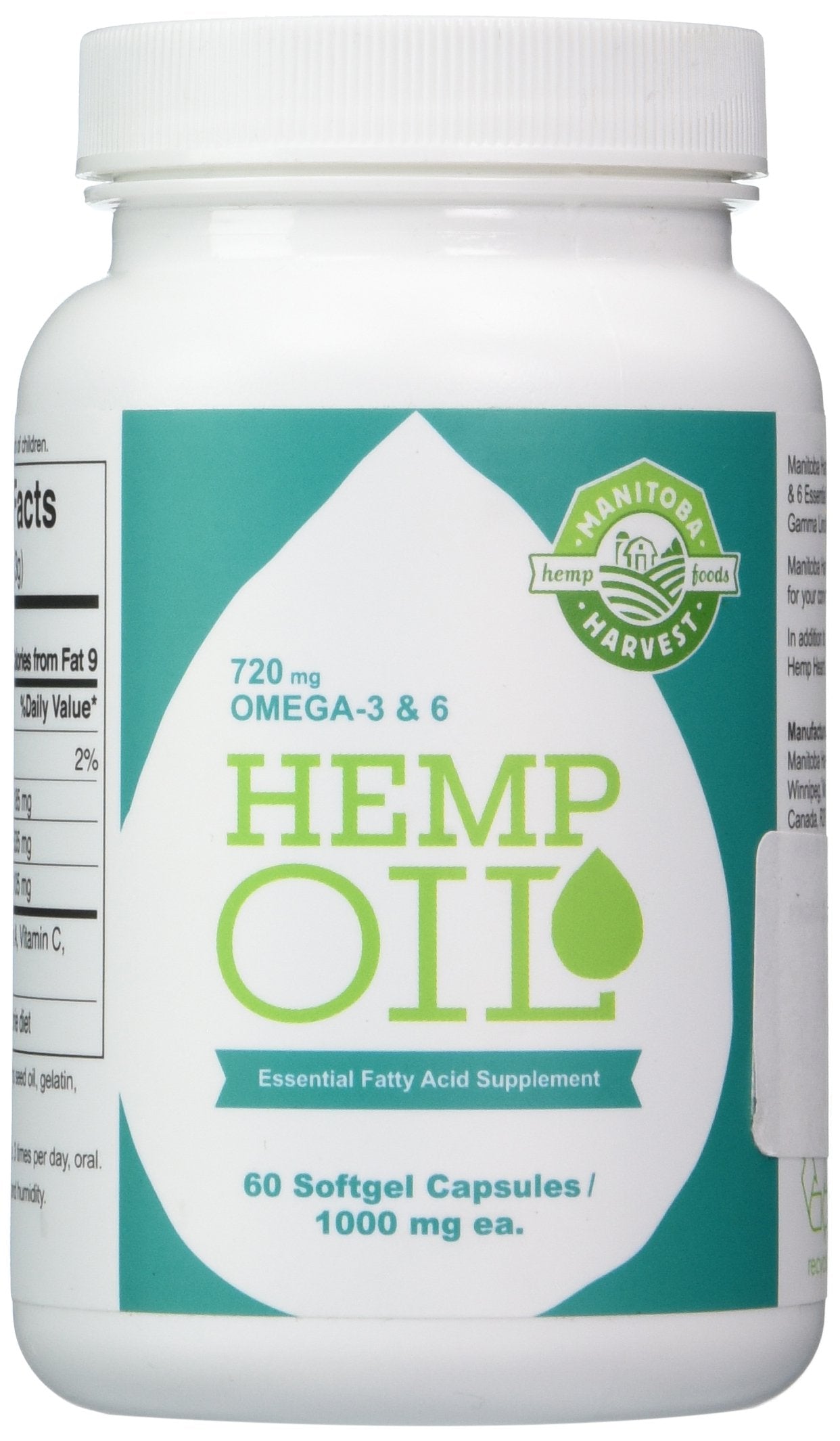 Manitoba Harvest Hemp Oil 1000 mg Softgel Capsules – 60 Count, 2 Pack