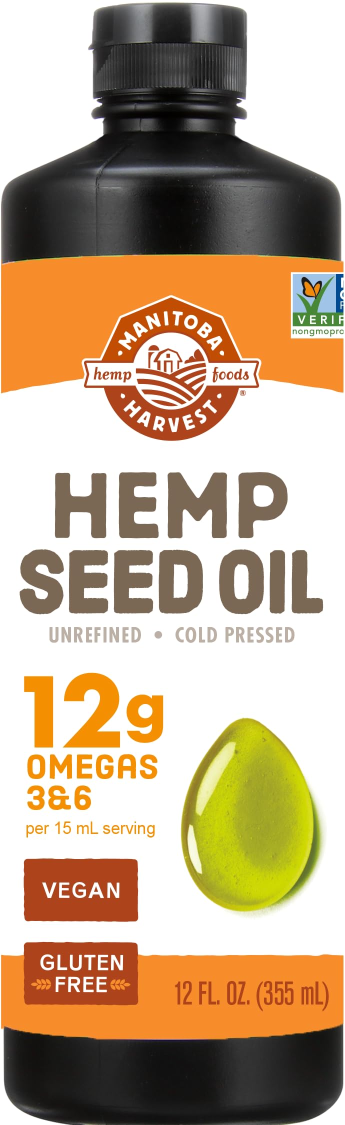 Manitoba Harvest Hemp Seed Oil bottle, 12 oz