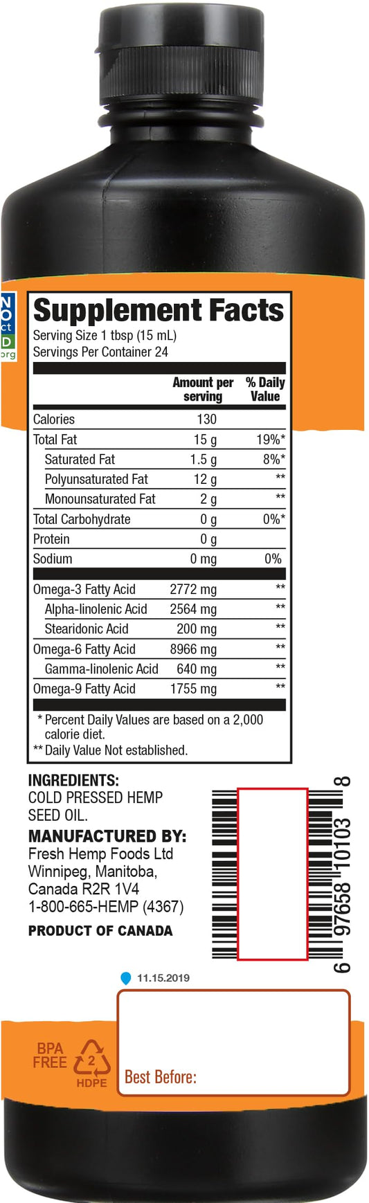 Hemp seed oil drizzled on salad