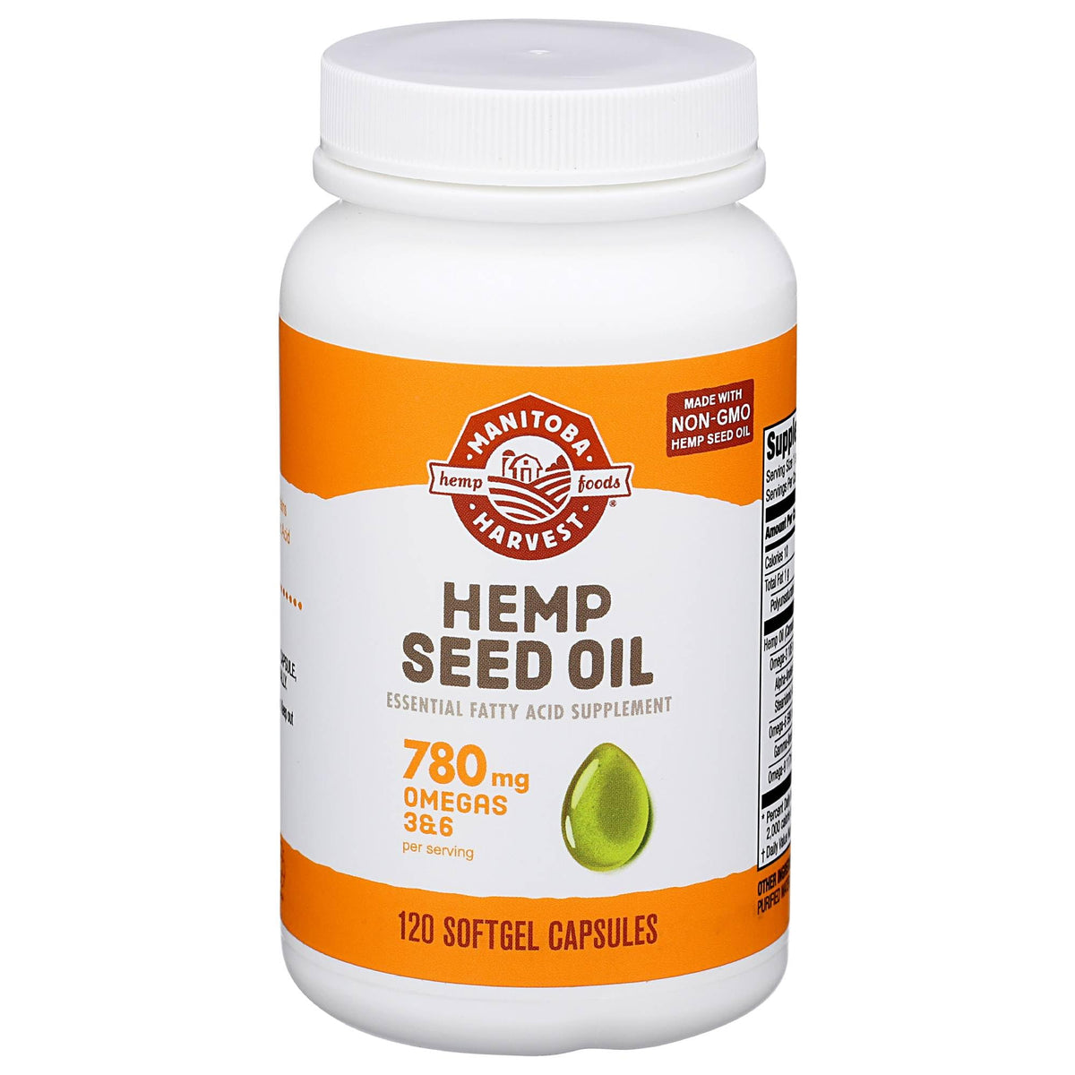Manitoba Harvest Hemp Seed Oil Softgels bottle with 120 count label