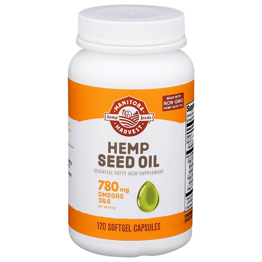 Manitoba Harvest Hemp Seed Oil Softgels bottle with 120 count label