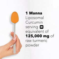 Manna Vitamins Evolved bottle front with vegan non-GMO turmeric label for purity