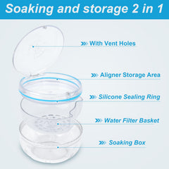 Ventilation holes on top of the denture bath box