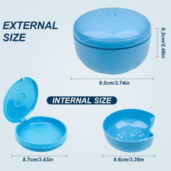 Blue Maoerdental case opened showing two-in-one cleaning and storage