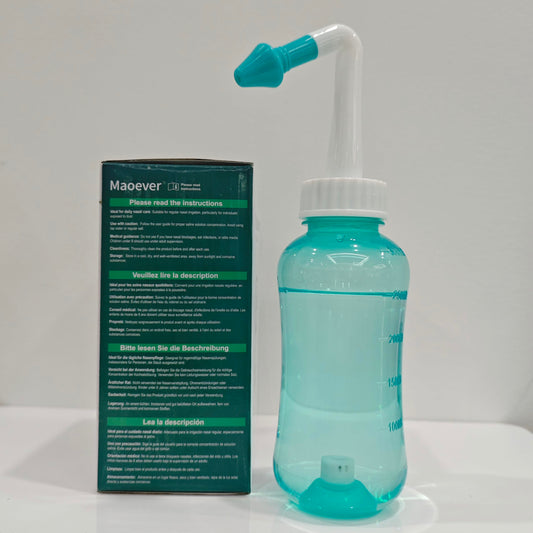 MAOEVER Neti Pot side view showing ergonomic design for comfortable use