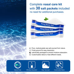30 saline packets included for precise isotonic cleansing with MAOEVER Neti Pot