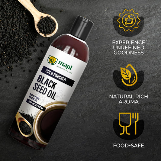 Amber glass bottle of Nigella Sativa oil with dropper