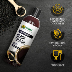 Amber glass bottle of Nigella Sativa oil with dropper