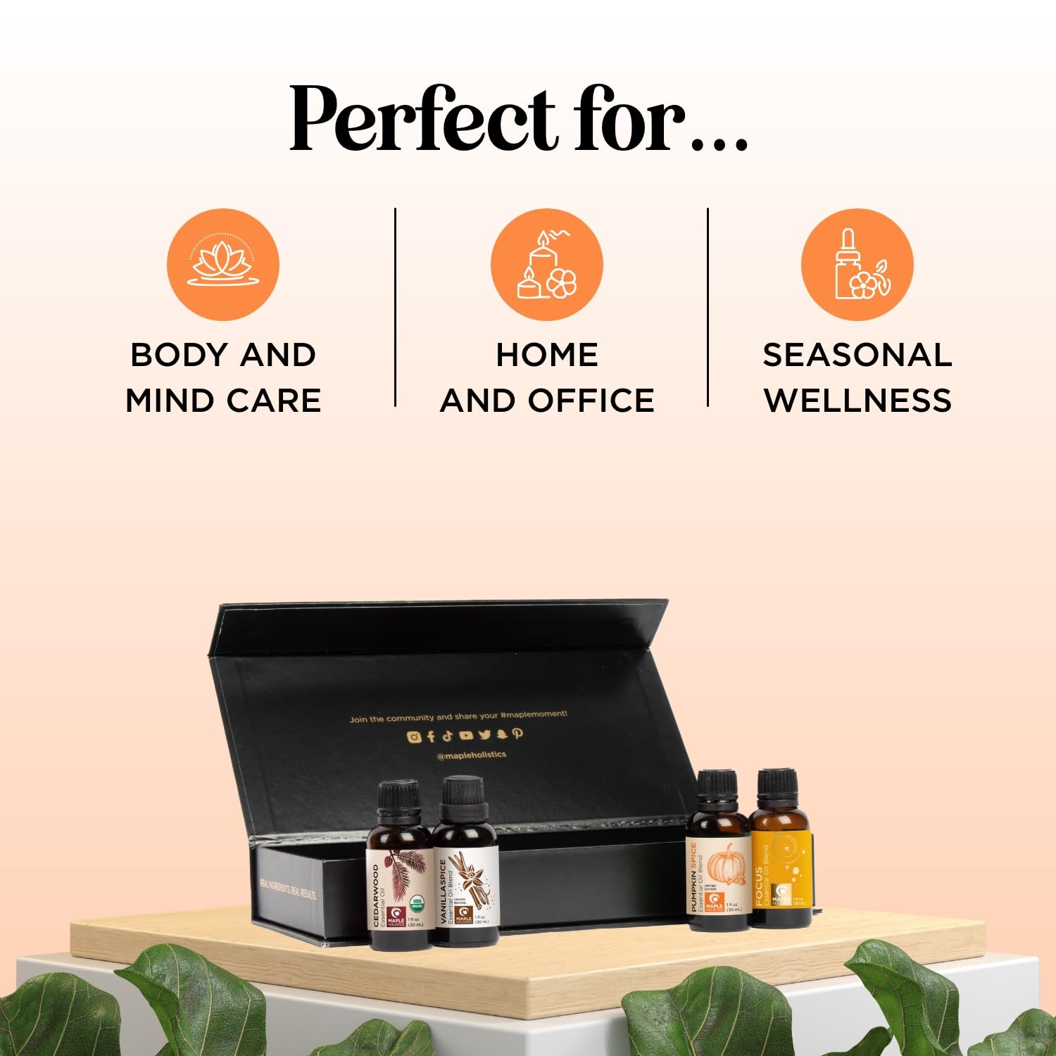 Maple Holistics DIY scene with soaps and candles using essential oils.