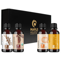 Maple Holistics Pumpkin Spice bottle invites warm fall ambiance.