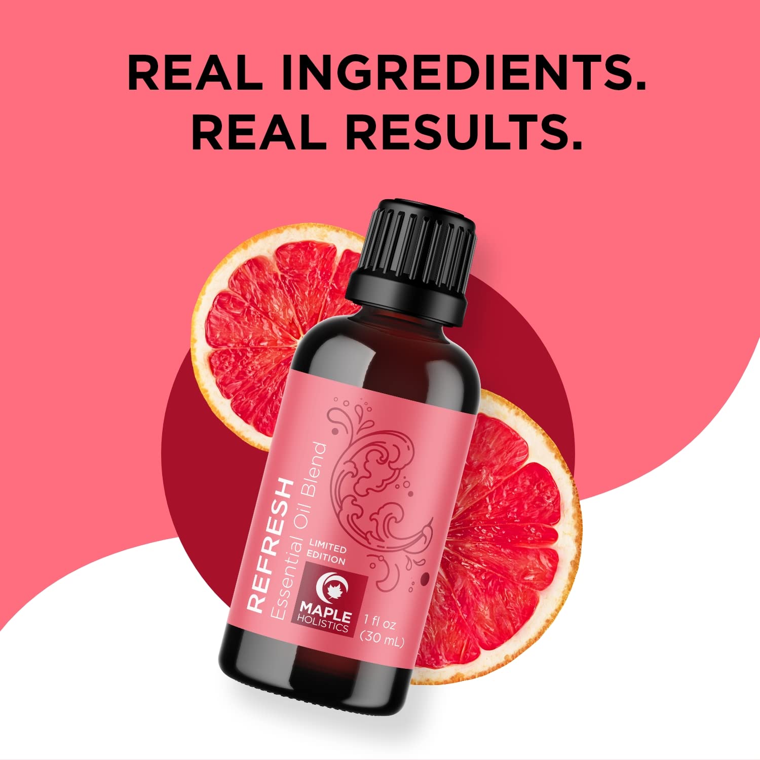 Maple Holistics essential oil packaging emphasizing quality
