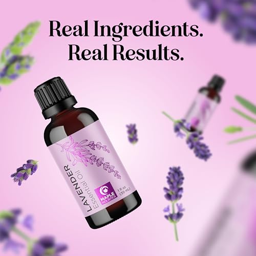 Maple Holistics quality lavender essential oil in glass bottle