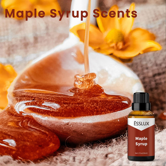 Close-up of Maple Syrup Fragrance Oil label on amber bottle