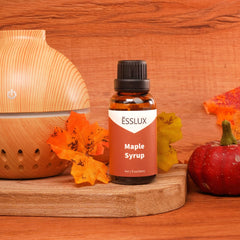 Spa and beauty setup with maple syrup fragrance oil and diffusers