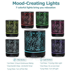 Maple leaf diffuser with ambient 7 color LED lighting