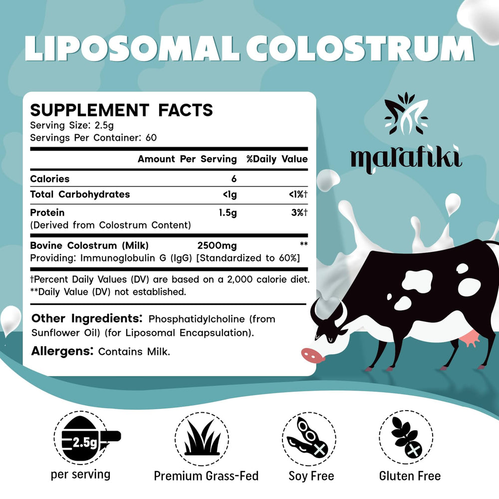 Pure bovine colostrum powder free from additives