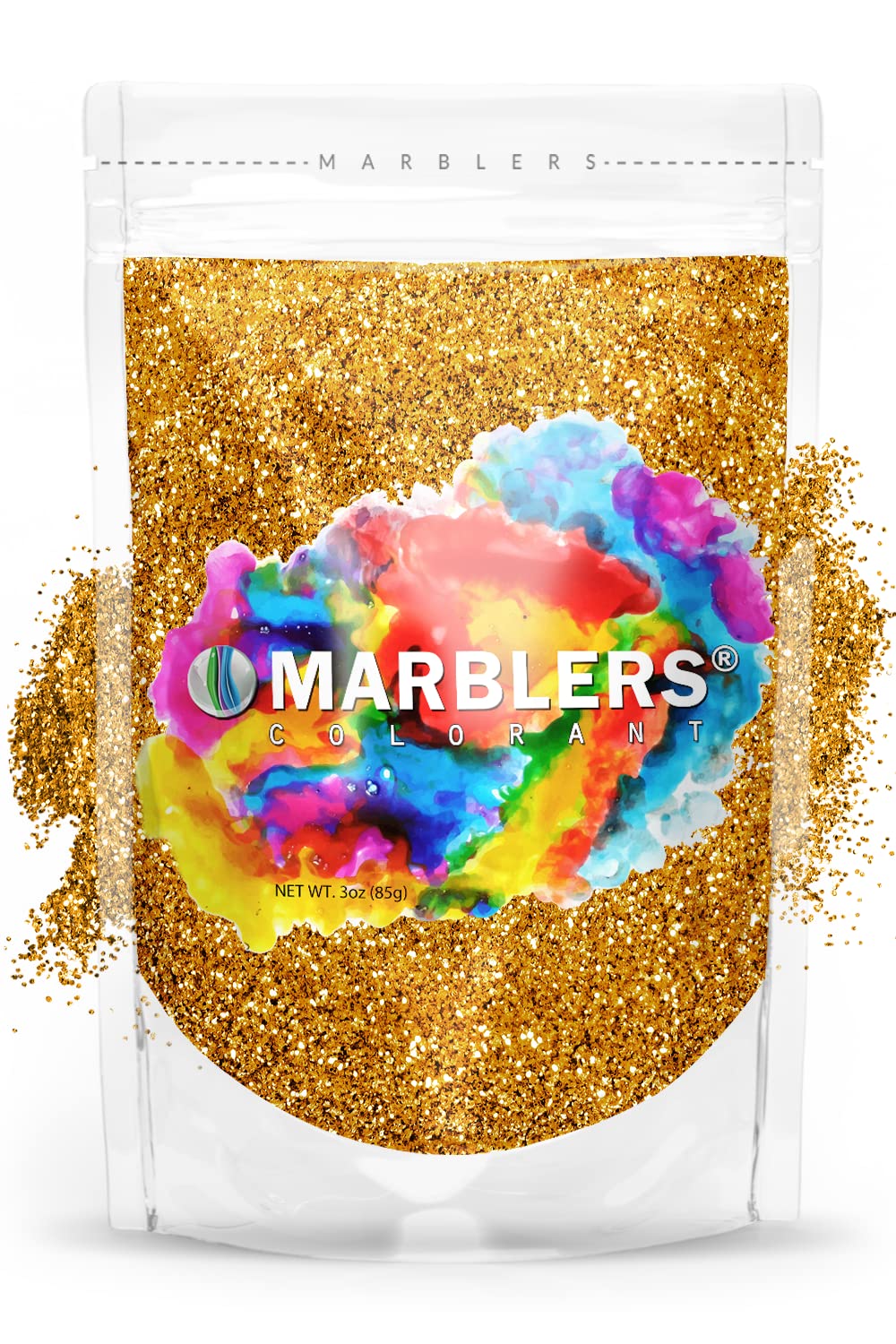 MARBLERS Twinkle Glitter Honey Gold 3oz bottle for radiant facial sparkle.