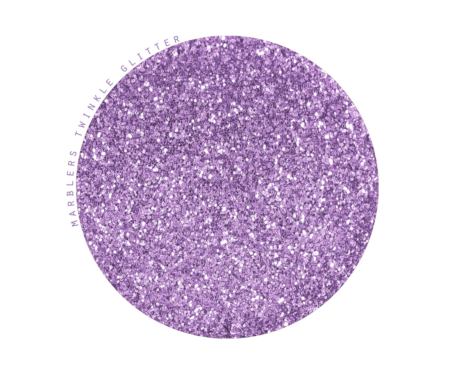 Closeup of MARBLERS Twinkle Glitter Light Purple sparkle on skin for radiant detail.