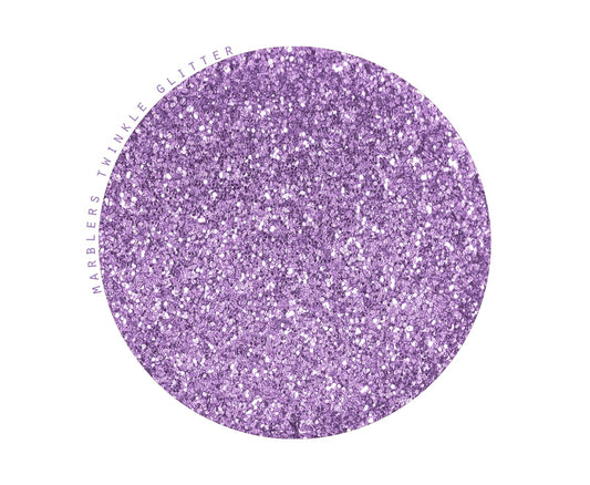 Closeup of MARBLERS Twinkle Glitter Light Purple sparkle on skin for radiant detail.