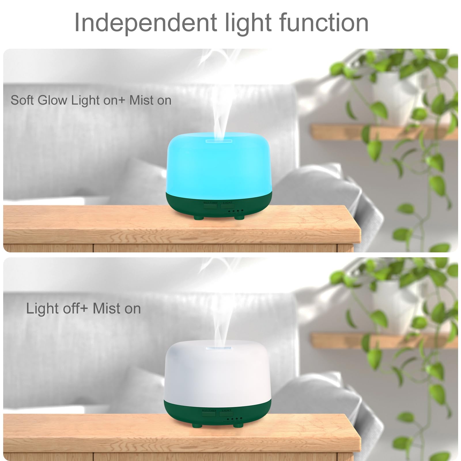Cool mist emanating from diffuser in a living room