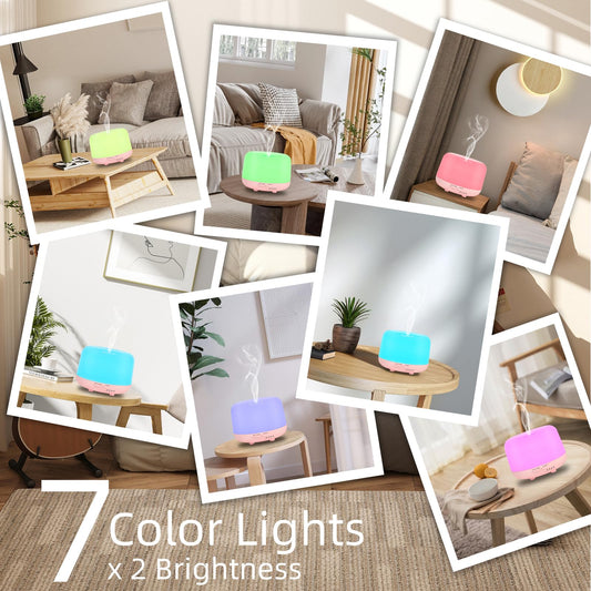 Close-up of pink diffuser with 7 LED color options