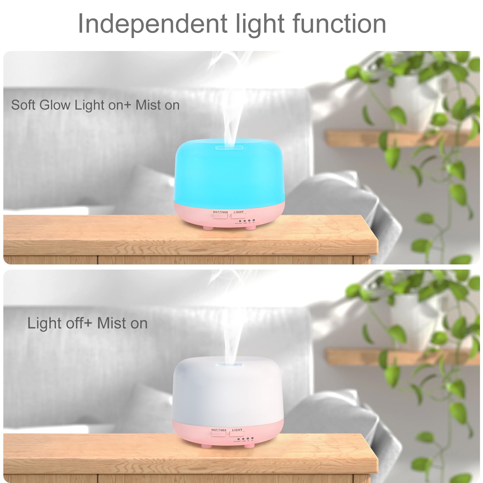 Ambient LED light emitted by the diffuser