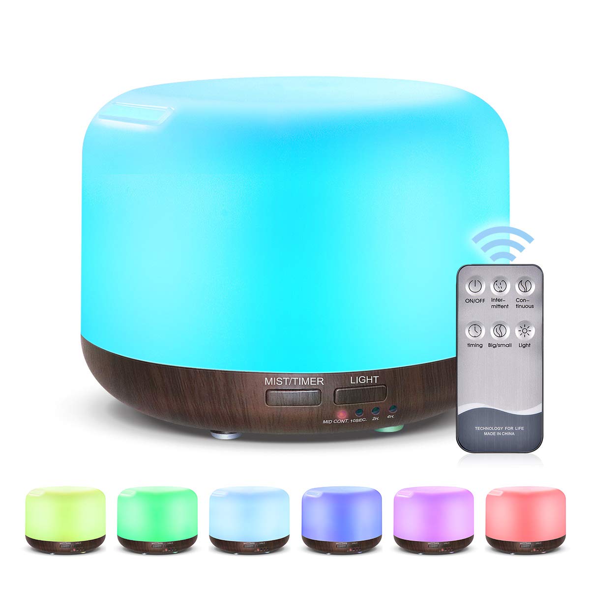 Marchred 300ML essential oil diffuser in dark wood grain with remote control