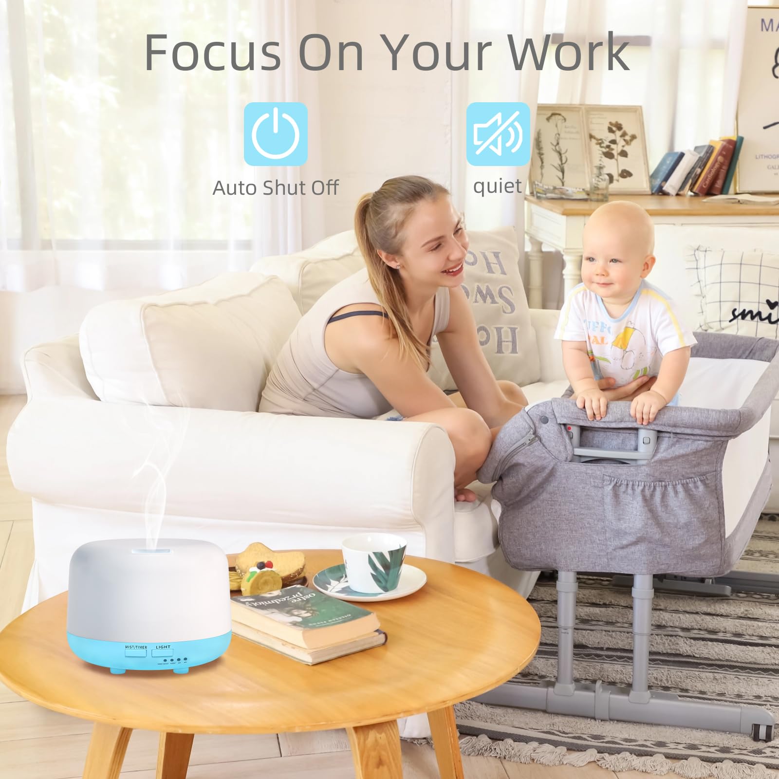 Low-noise operation of essential oil diffuser