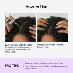 MAREE Hair Growth Spray close-up texture on hair strands with natural shine