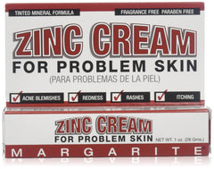 Margarite Zinc Cream 1oz packaging for easy on-the-go acne care and daily use