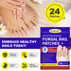 Marianp Toenail Patches being applied on a nail for overnight repair benefit.