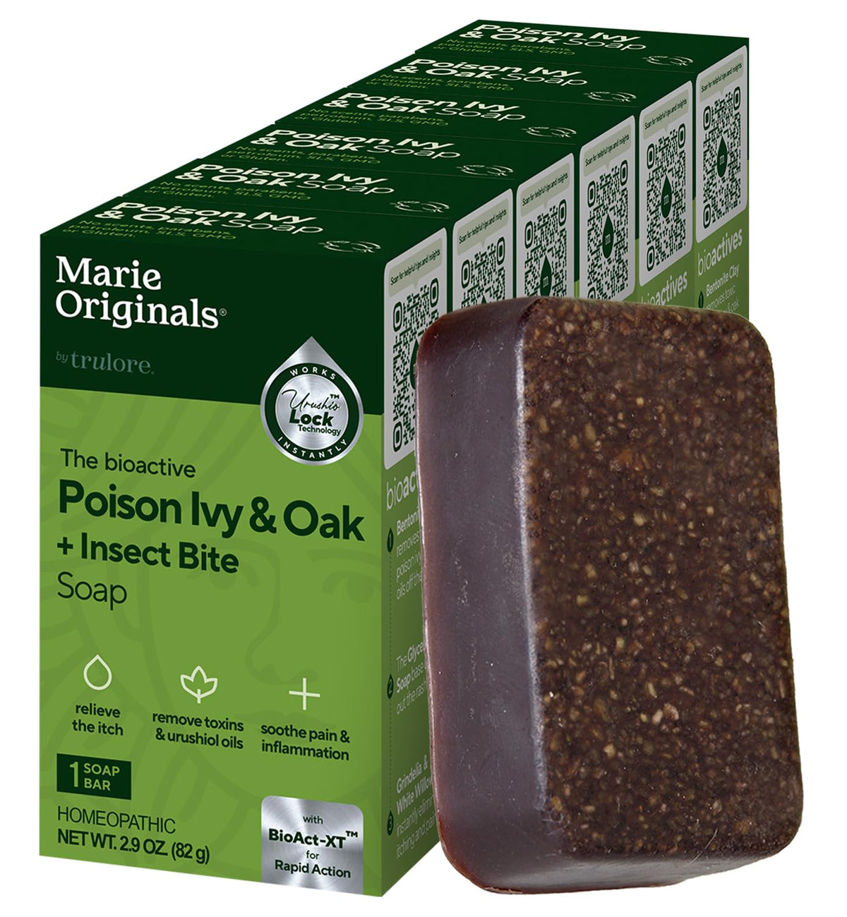 Marie Originals Poison Ivy Soap Bar pack shot shows natural plant-based formula for itch relief.