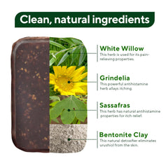 Marie Originals Poison Ivy Bar close view of sassafras root bark promoting natural relief