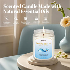 9 oz candle on a coastal-styled surface
