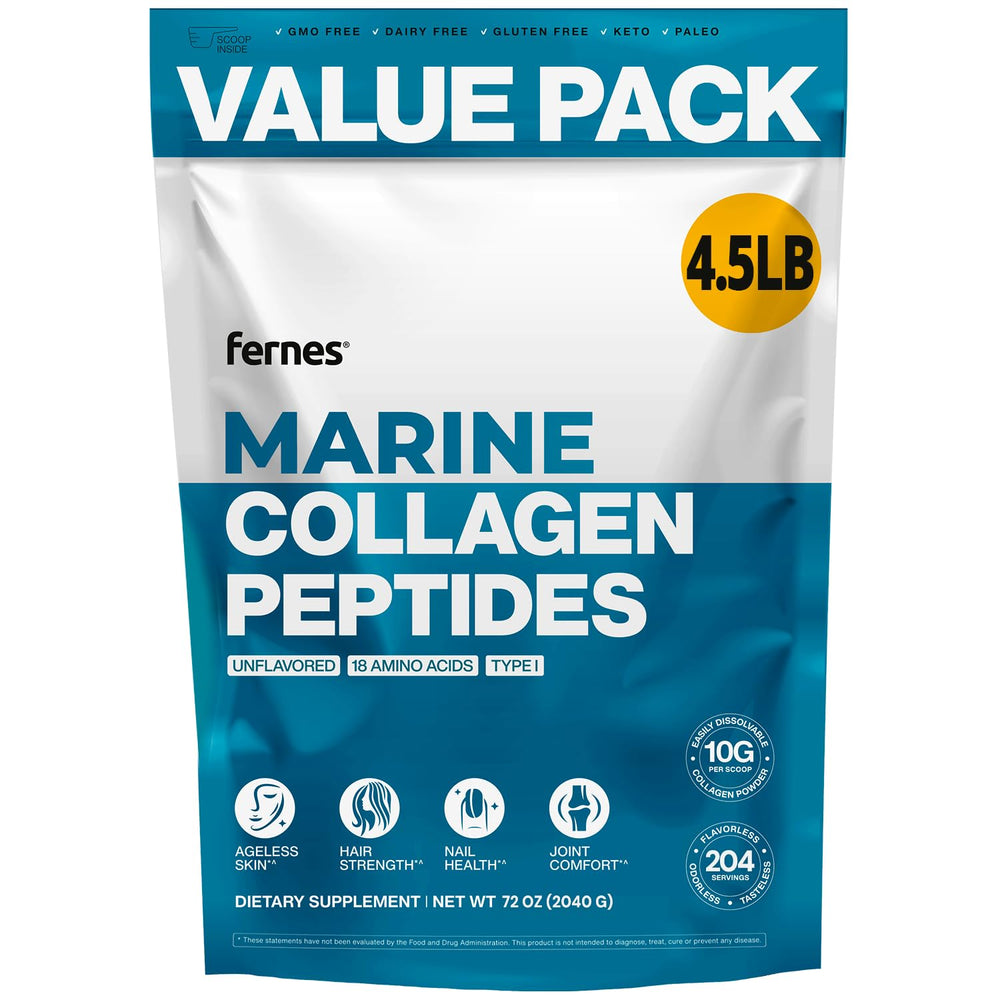 Marine Collagen Peptides Powder 4.5LB – Flavorless & Odorless Type I Fish Collagen
