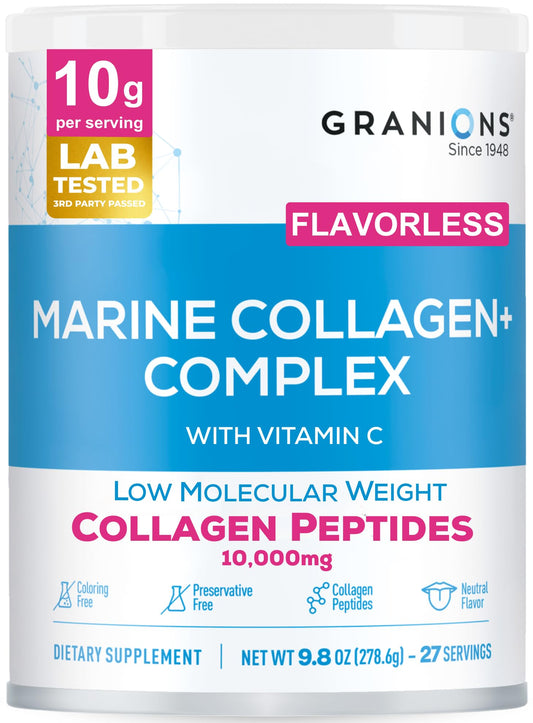 Front view of Marine Collagen Powder Unflavored bottle (9.8oz)
