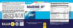 Back of Marine D3 Omega-3 60 capsules bottle showing supplement facts