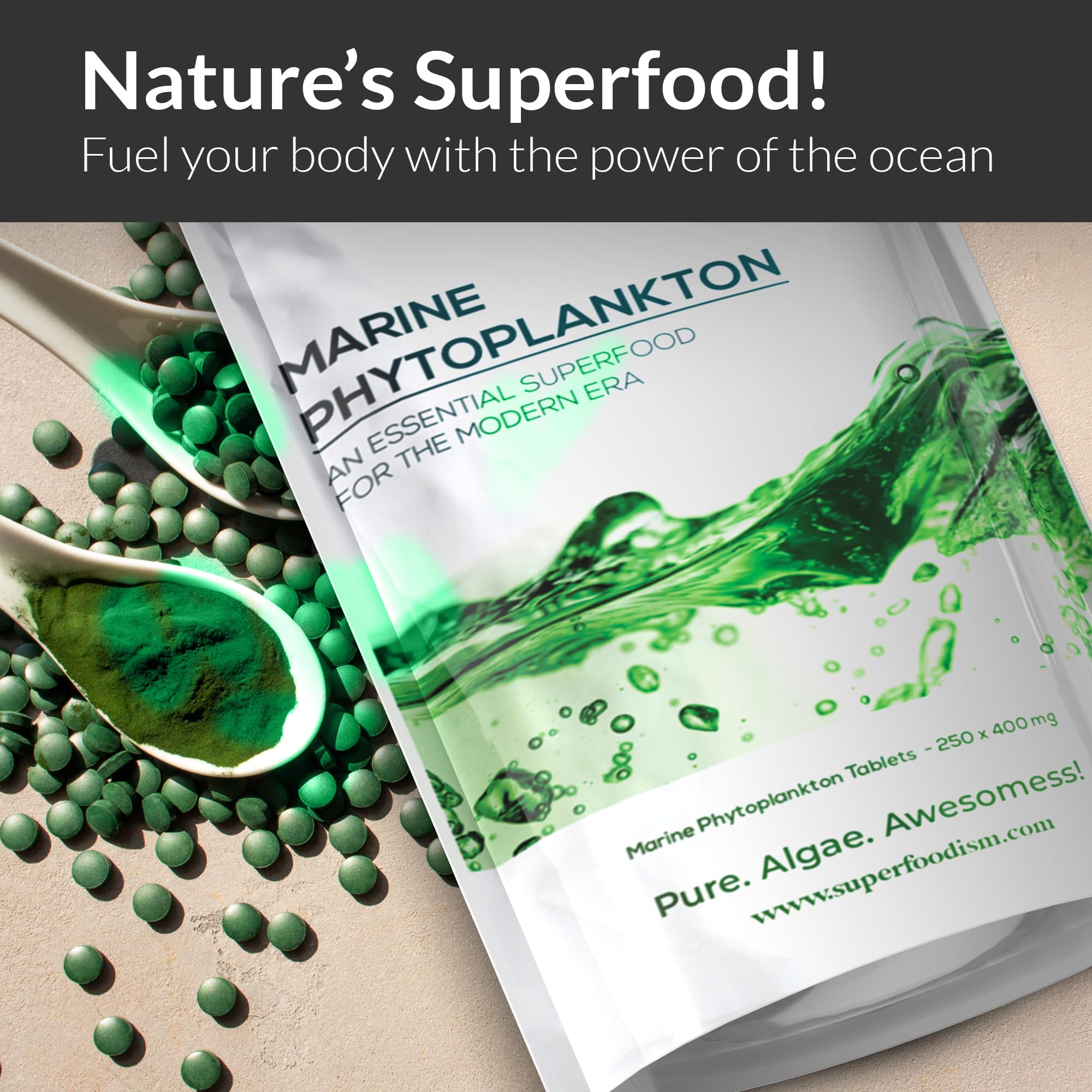 Marine Phytoplankton powder with scoop