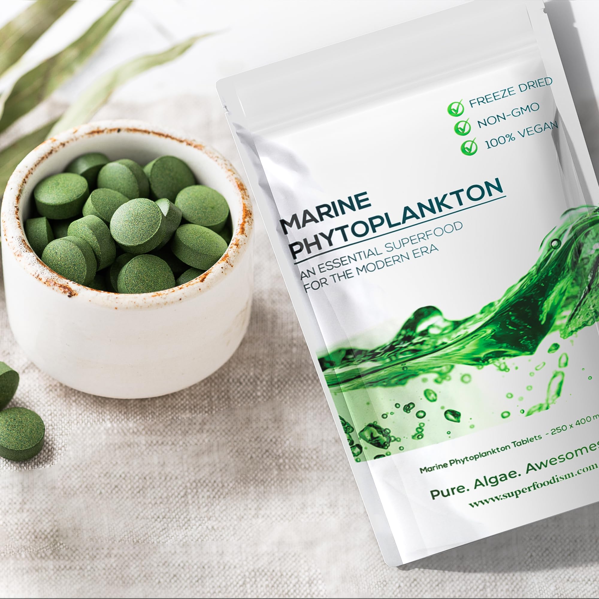 PURE, NATURAL, ORGANIC, VEGAN phytoplankton ingredients label