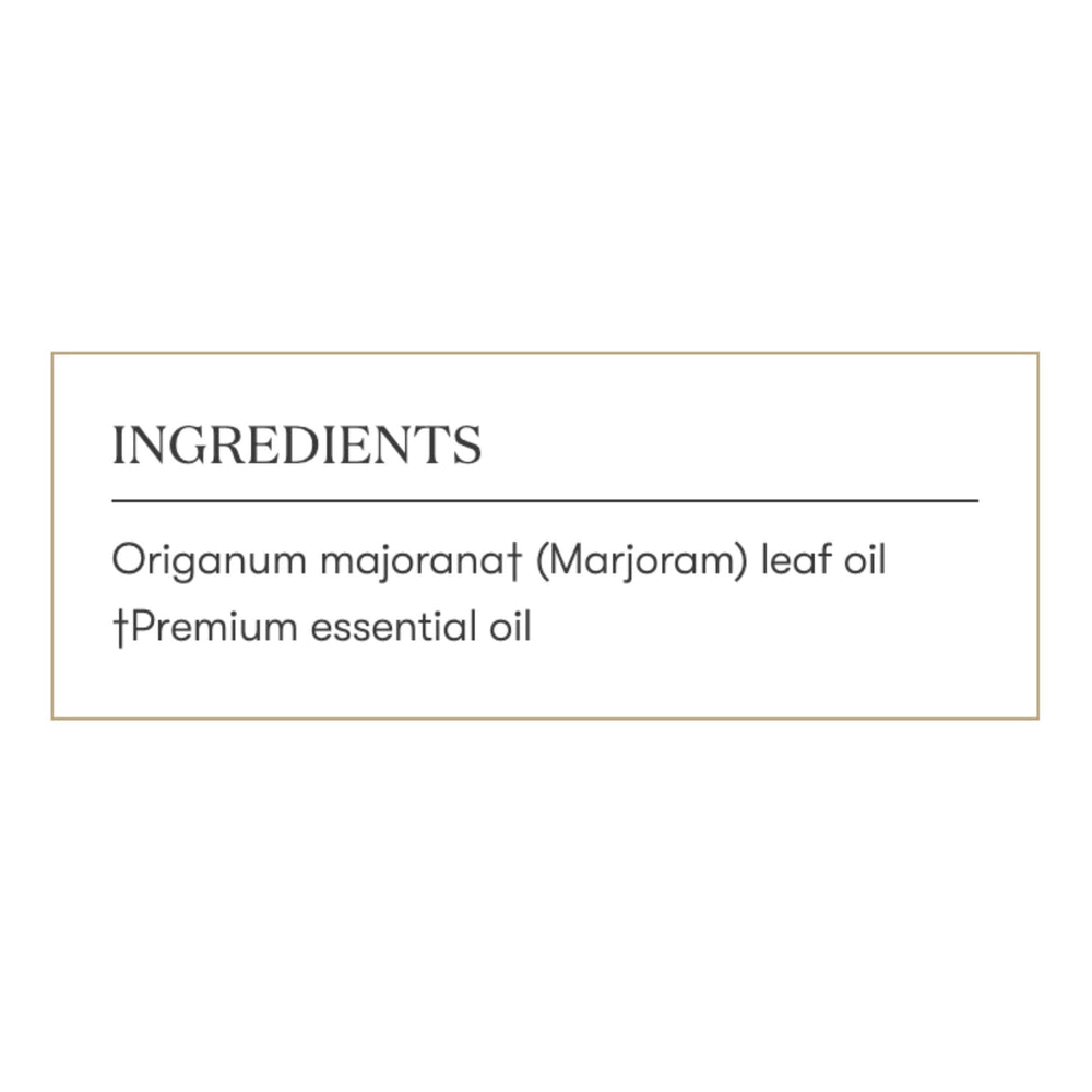 Lifestyle shot of marjoram essential oil in a home spa setup