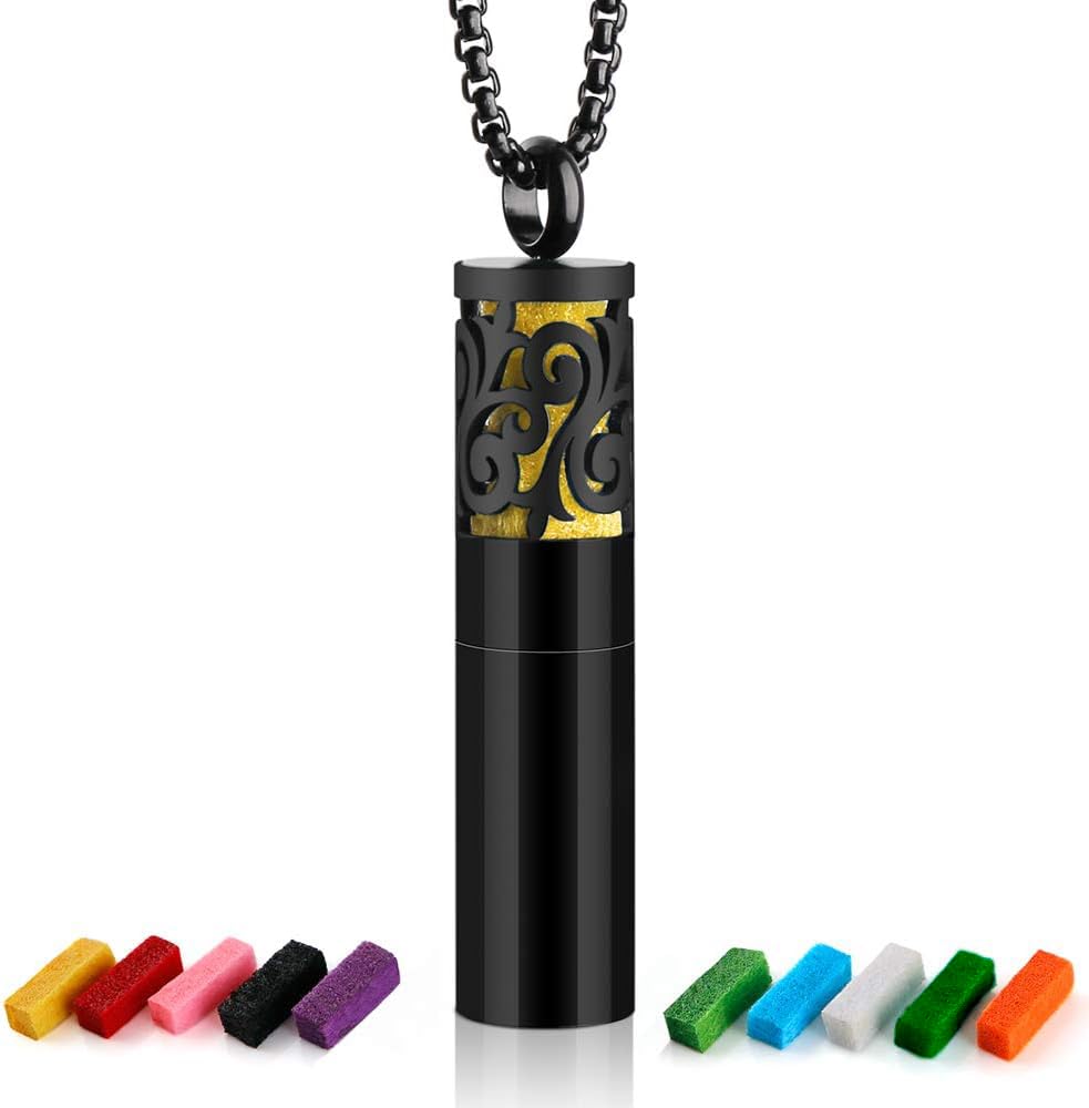Close-up of Maromalife essential oil diffuser necklace openwork pendant