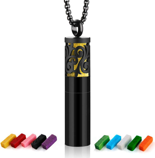 Close-up of Maromalife essential oil diffuser necklace openwork pendant